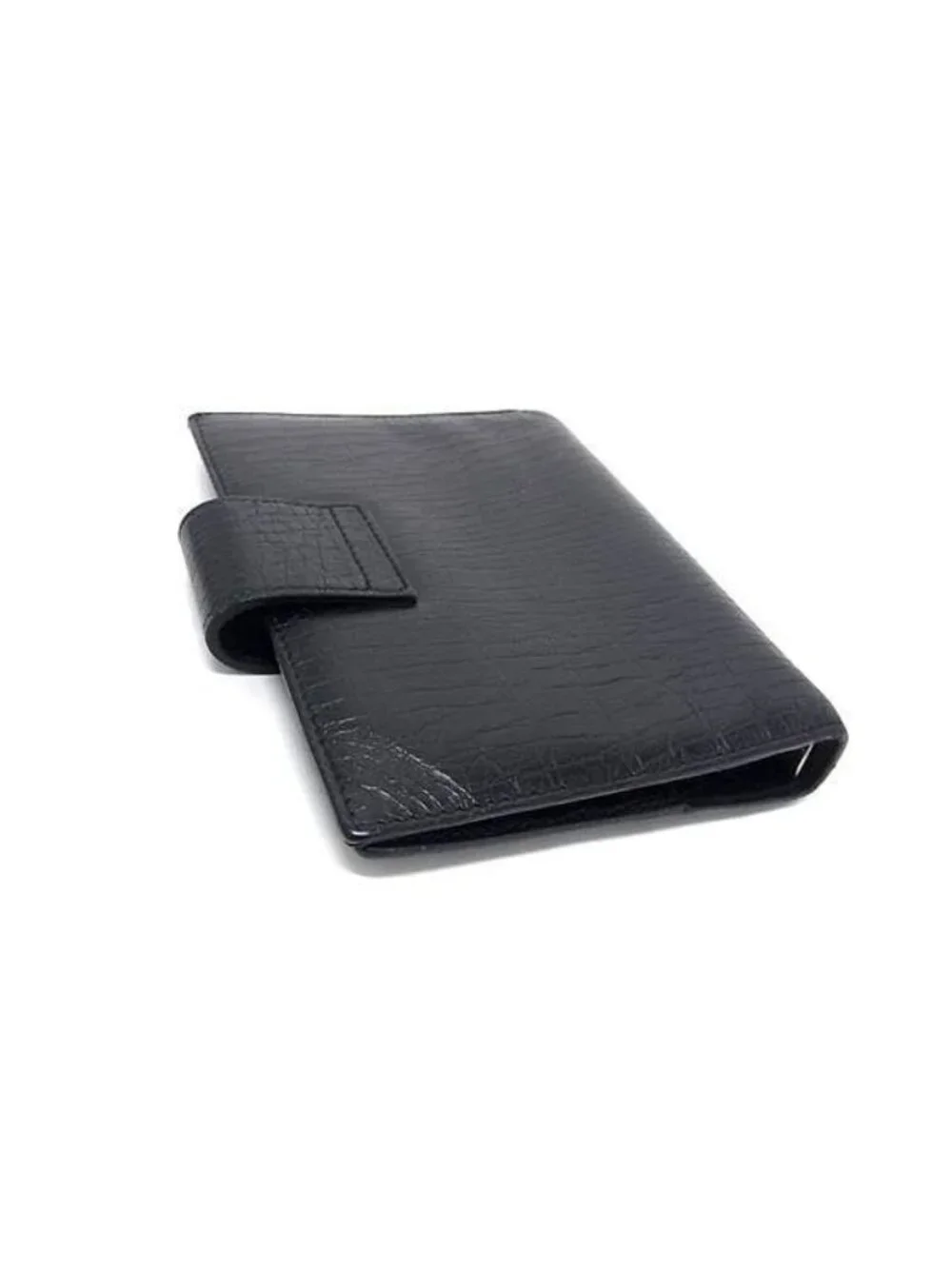 Gucci Notebook Cover Black Leather 6 Hole Type Agenda